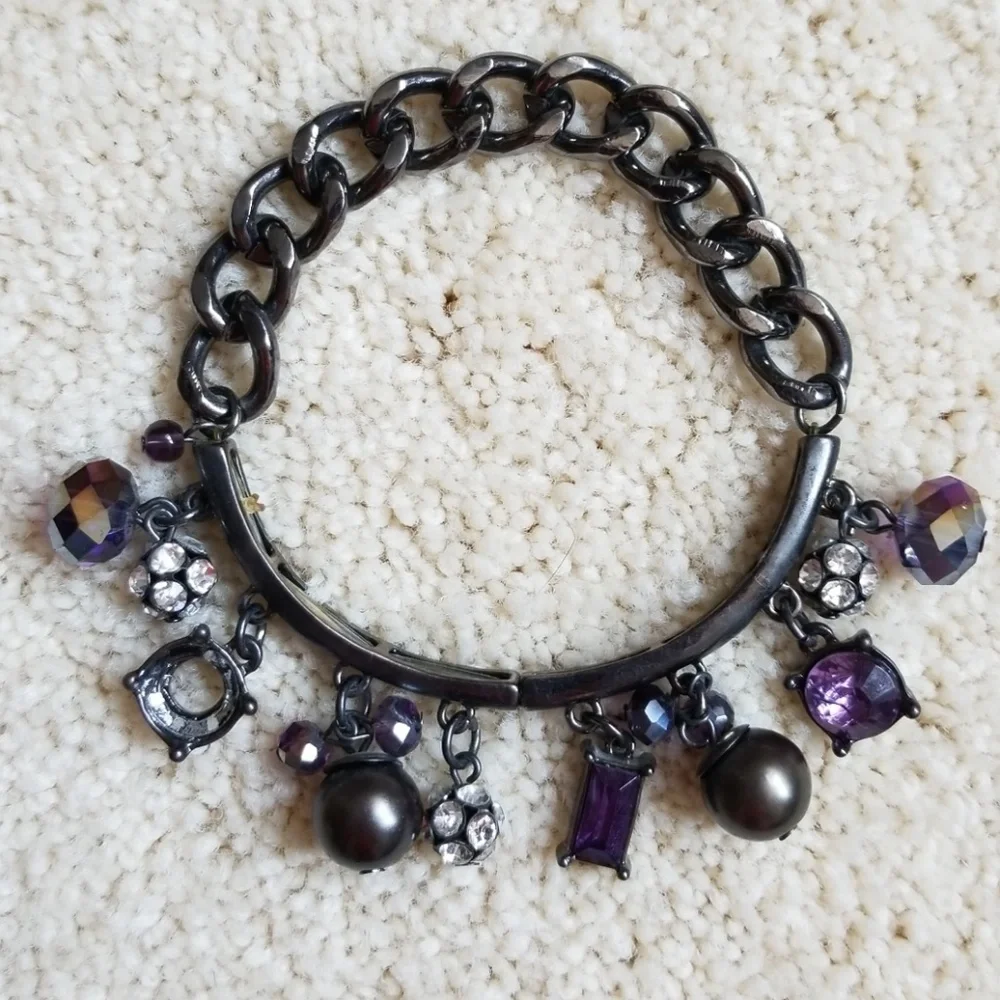 💗  VERA WANG Antique Tone Charm Beaded Bracelet & Necklace - Picture 3 of 8